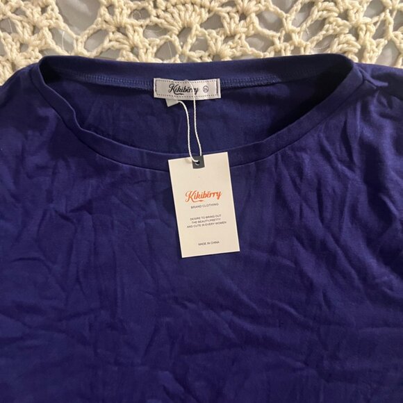New! Kikiberry‎ Sz 2 XL Royal Blue Short Sleeve Top C08 - Picture 3 of 5